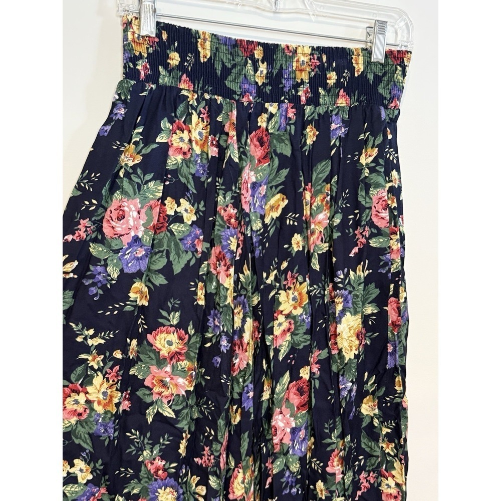 Vintage 90s Jeffrey & Dara Women's Sz 10 Navy Blue‎ Cottage Floral Skirt Set - Picture 12 of 13